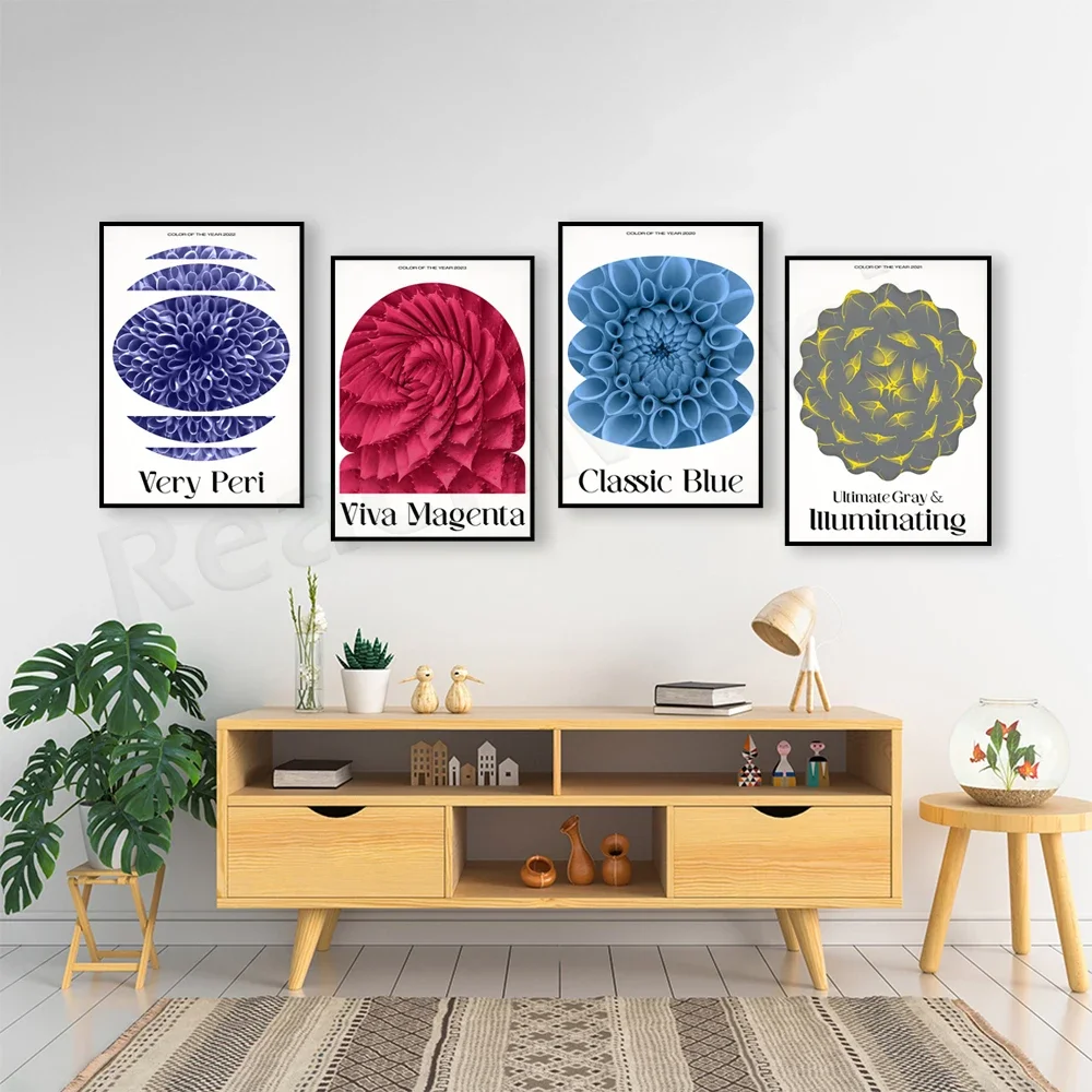 2020، 2021، 2022، 2023 لون العام فيفا أرجواني، طباعة بيري جدًا، ملصق بانتون فني فيبوناتشي، ديكور حائط إسكندنافي #2