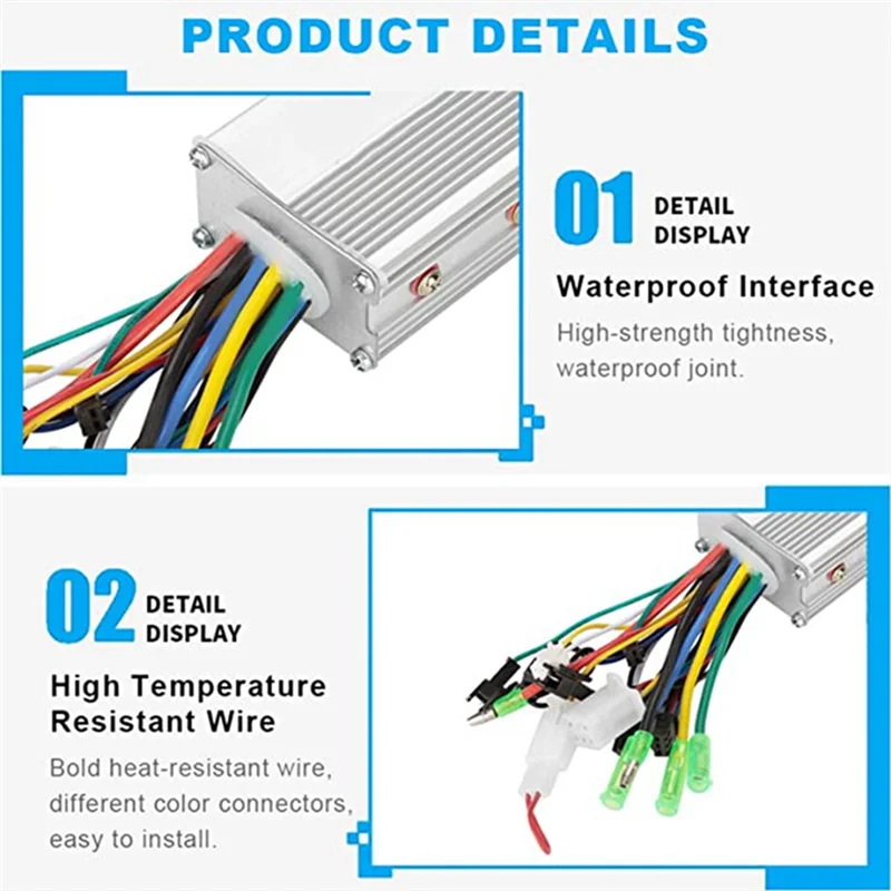 Elektrische motorcontroller, 36V / 48V 350W Brainpower-motorcontroller voor elektrische fietsscooter