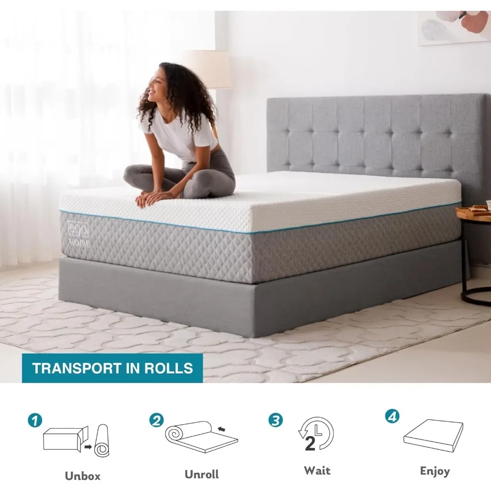 King Mattress 14 Inch, Memory Foam Mattress Bed in a Box, Back Pain Relief Mattresses Made in USA, Medium Firm Mattresses