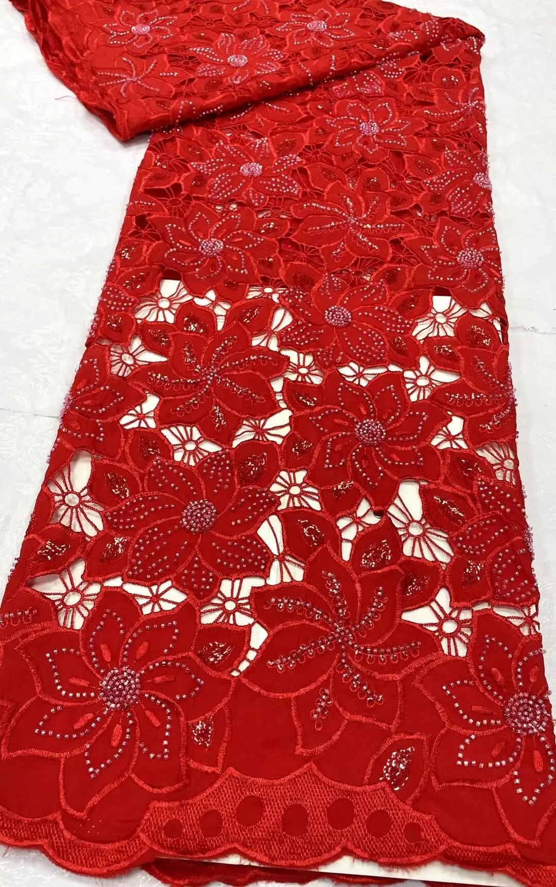 African Nigerian Tulle Lace Fabric,for Sewing Wedding Party Gown Dress, High Quality,Embroidered Cotton Damask, 5Yard, 2024
