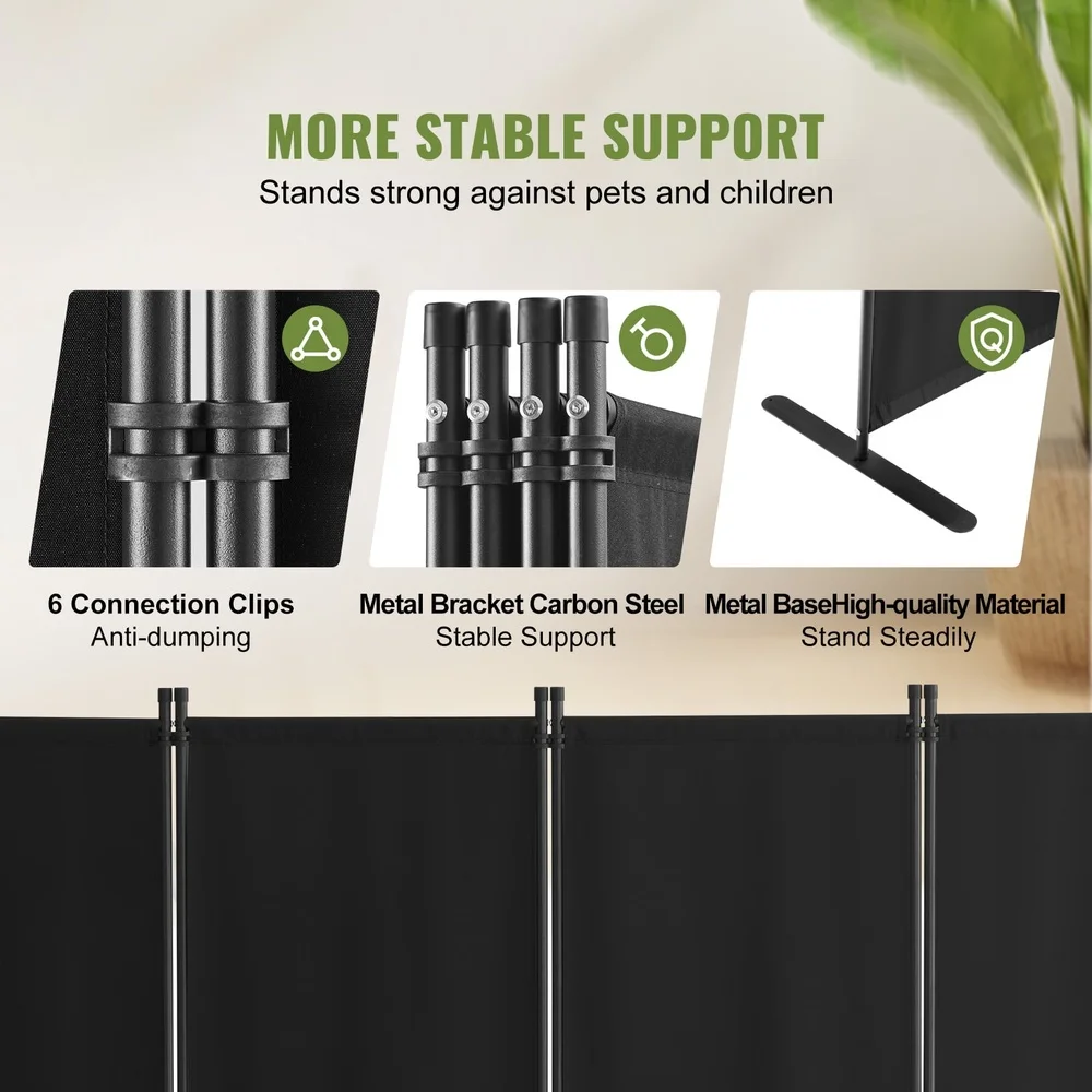 4 Panel Folding Privacy Screen Room Divider Waterproof Sun Blocking Sturdy Construction Adjustable Height Compact Storage