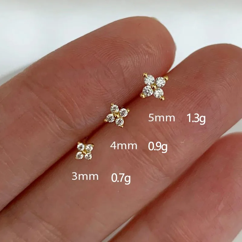 Zierliche Blumen-Ohrclips für Frauen, Piercing-Knorpel-Ohrring, Niedlicher Zirkon in Goldfarbe, Ästhetischer Damenschmuck KDE028 – Detail 8