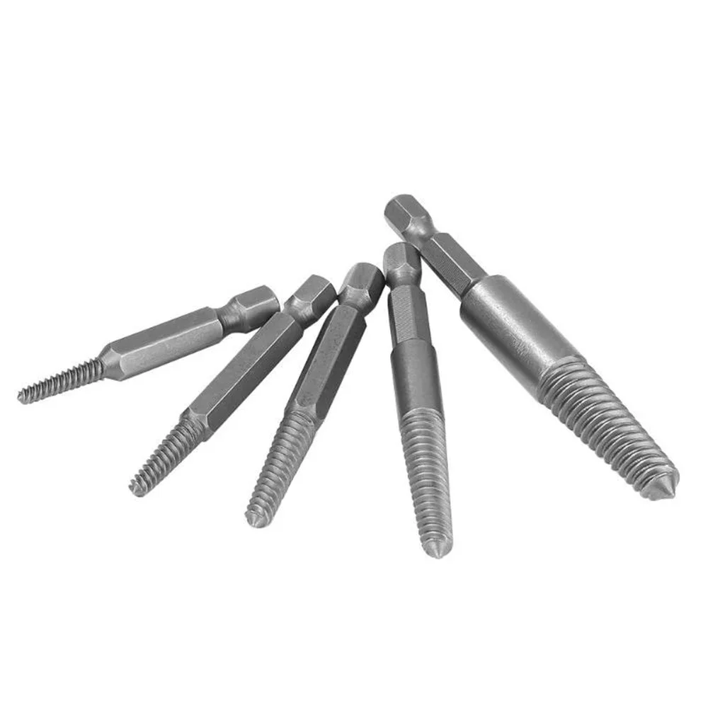 Hex Screw Extractor Set para Vários Parafusos, Aço Carbono, Removedor De Parafuso Quebrado, Confiável, 5 Tamanhos