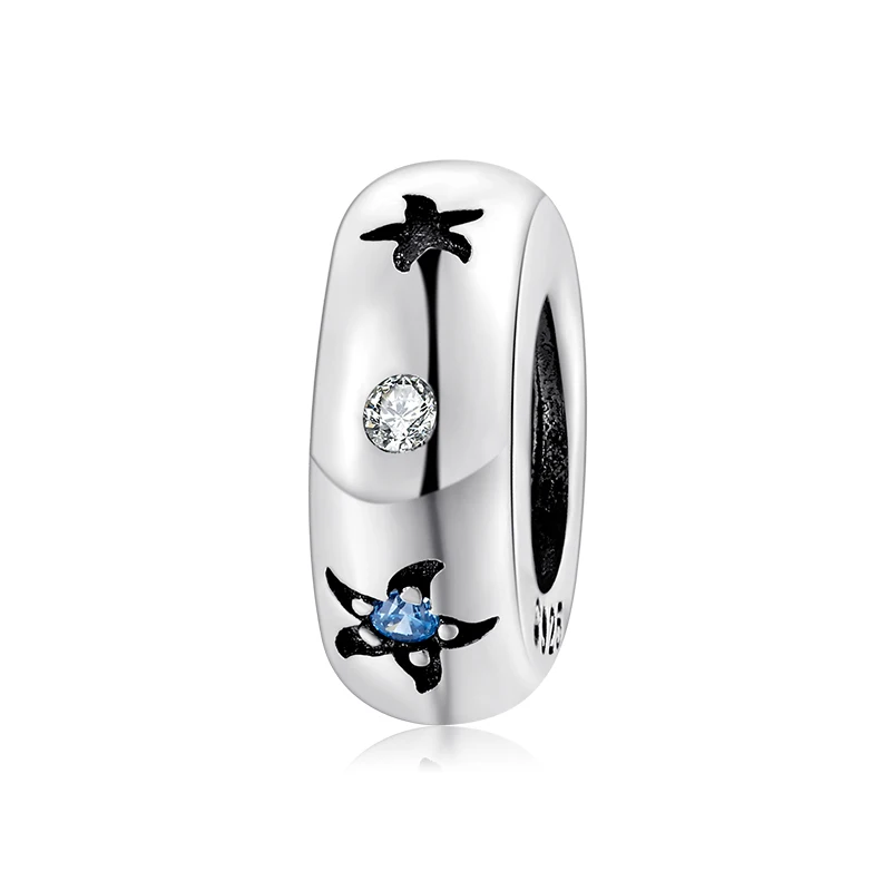 

925 Sterling Silver Five-Pointed Star Spacer Bead Pendant Charm Bead Fit Original Bracelet DIY Accessories