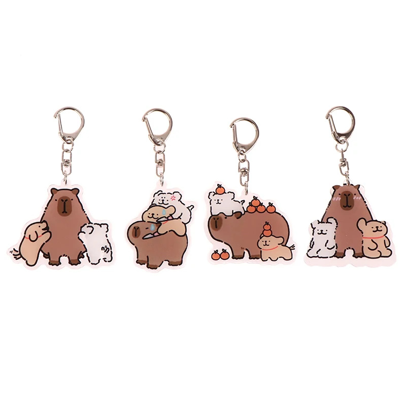 Cute Capybara Acrylic Keychain Schoolbag Ornaments Cartoon Keychain Pendant Charm Keyring Gift