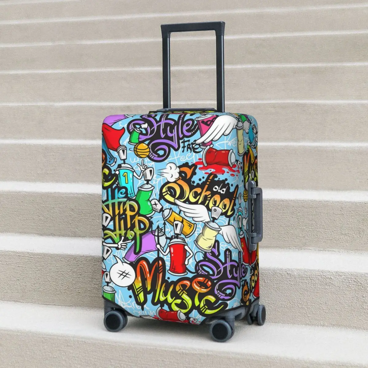 

Hip Hop Music Graffiti Suitcase Cover Protection Elastic Travel Luggage Protector Covers for 18-32 Inch