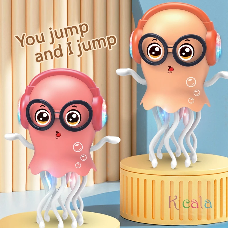 Tańcząca Elektryczna Meduza Zabawka z LED i Muzyką, Akumulatorowa, Raczkująca, Interaktywna, z Czujnikiem Unikania Przeszkód, Zabawki Muzyczne dla Dzieci