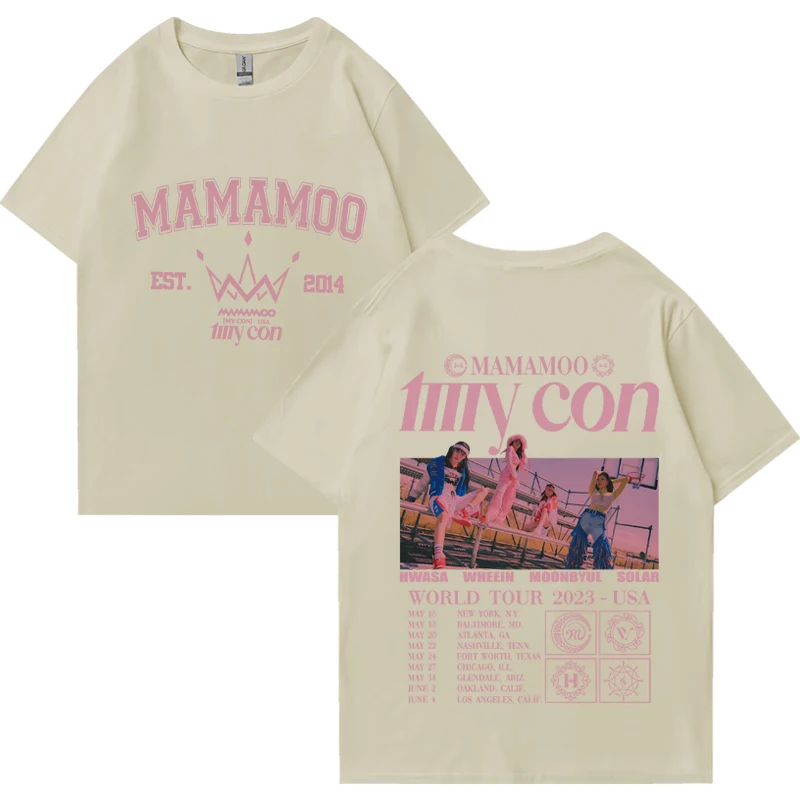 Mamamoo group music Tour Fashion Y2k print T shirt Men Women Casual oversized short sleeve T-shirts Unisex summer Cotton Tops