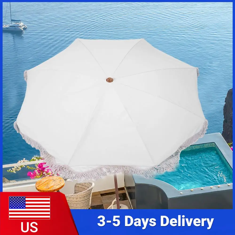 

Portable Outdoor Umbrellas with Fringe UV Protection Parasol Multi-Purpose Leisure Tassel Umbrella for Garden Table Pool