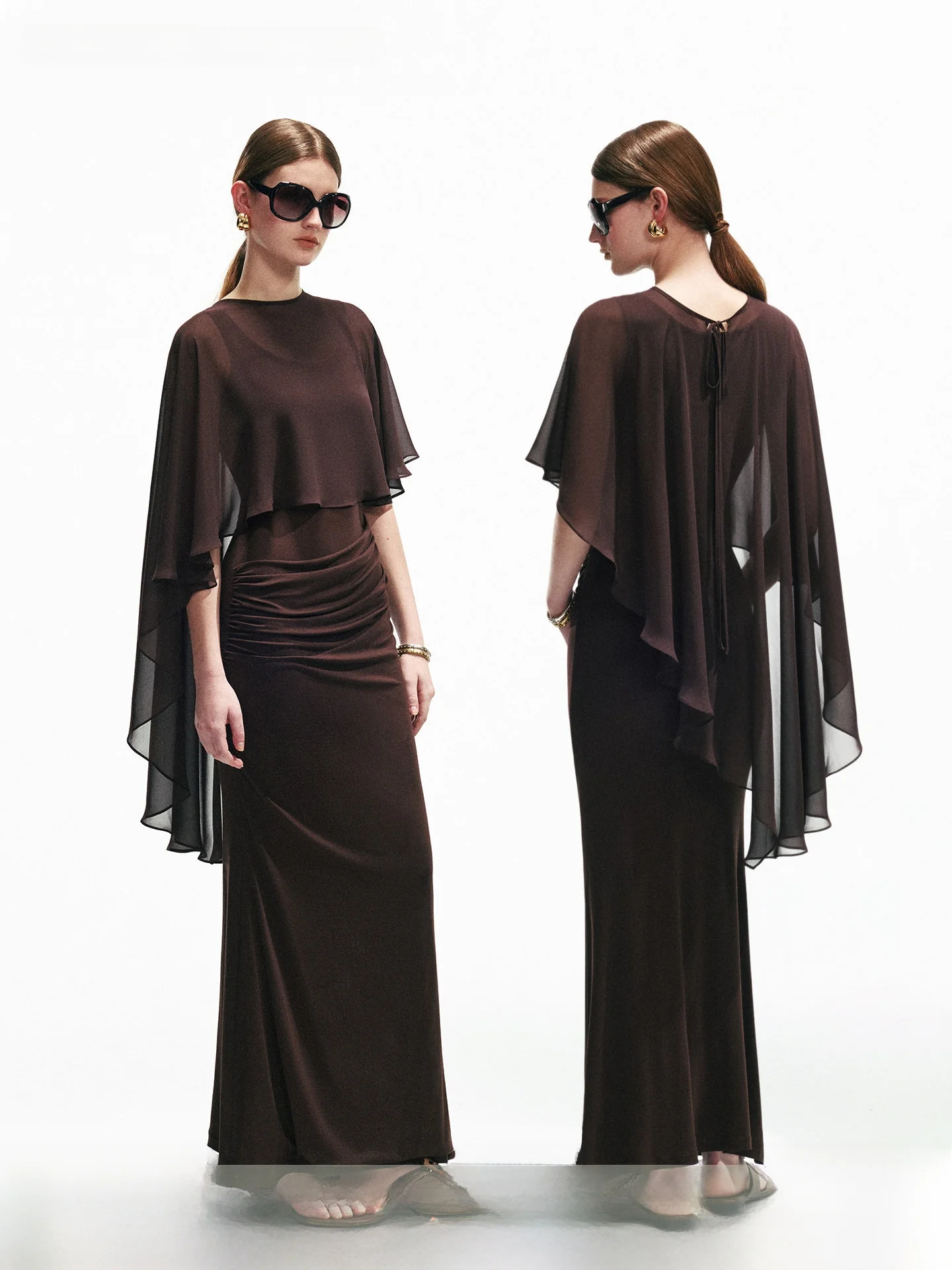 

Elegant While Away Strap Dress Women's Slimming True Two-Piece Cover up A-Line Wrap Body Long Dress Skin-Friendly Breathable