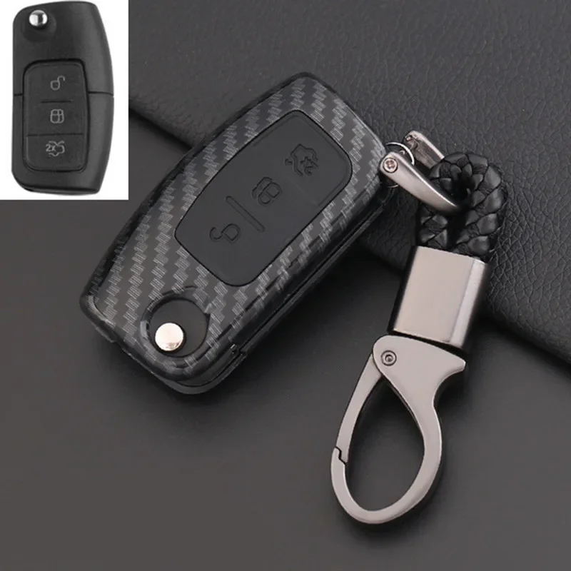 

Carbon Fiber Car Key Wallet Remote Case For Ford Fiesta Focus 2 Ecosport Kuga Falcon Escape C Max Ka 3 Buttons Smart Nice Touch