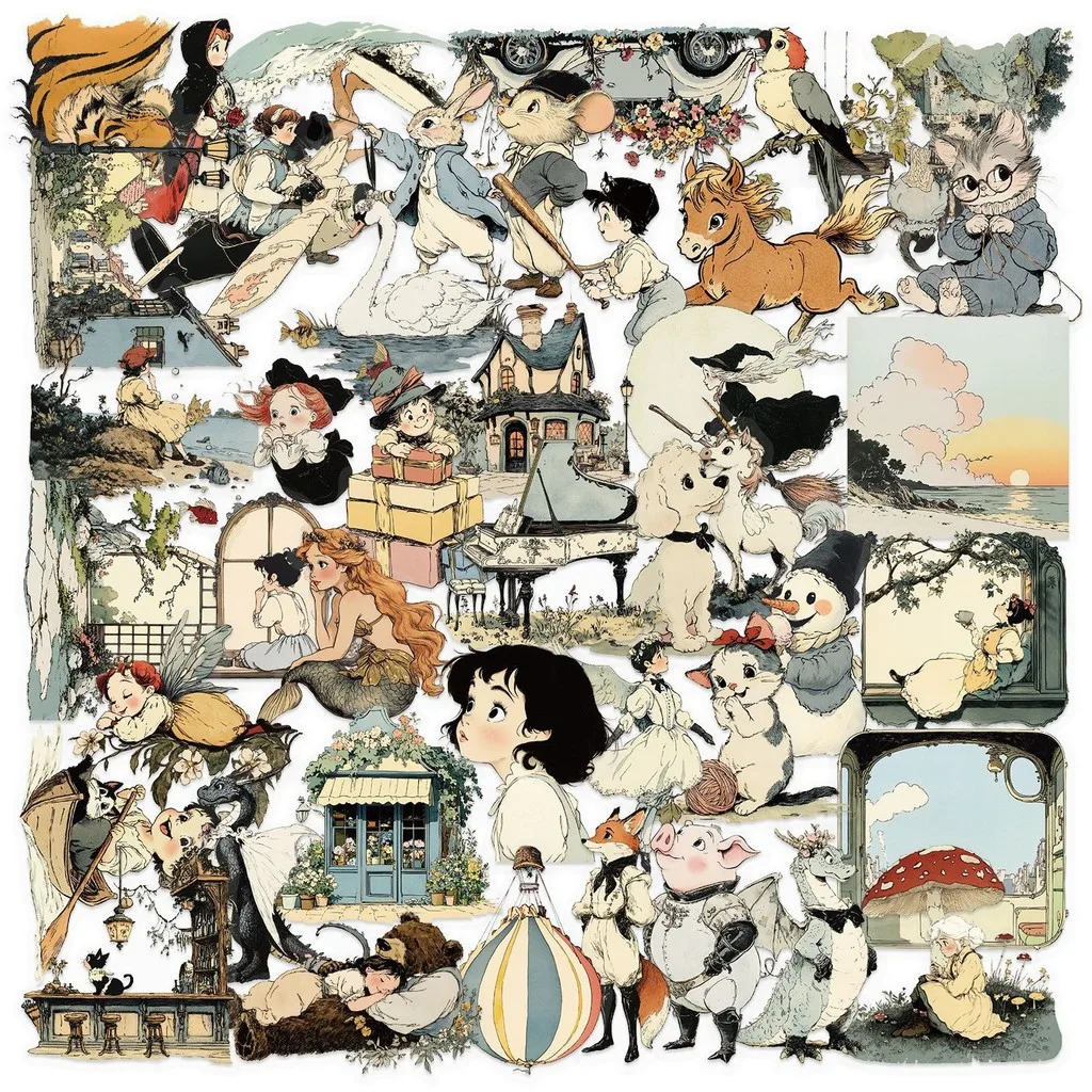 50PCS Transparent INS Childish Cartoon Sticker Pack - Waterproof PET for Scrapbooking, Guitar Decor RecordingYourLife Store