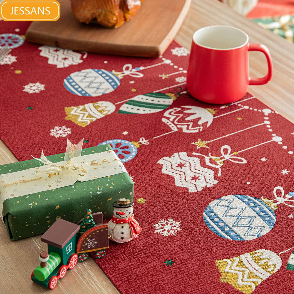 

Christmas Jacquard Table Flag Decoration Long Dining Table Mat Tea Table Cover Cloth Shoe Cabinet Cabinet Cover Cloth