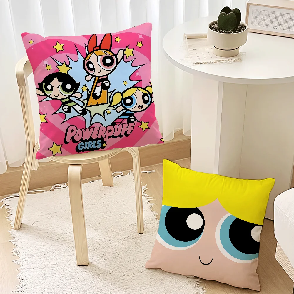 Cartoon The Cool Girls cushion cover Pillow Case Sofa Bedroom Living P-Power-puffS Room Bedside Table Backrest Printing Square