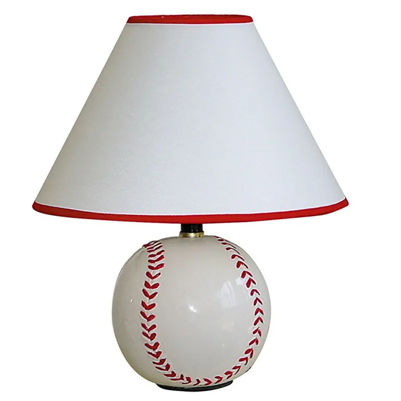 Base Base painted Baseball Baseball inspired Bedside Bedside table Bulb Bulb compatible Bulb included Lamp 12 Tall Ceramic Table