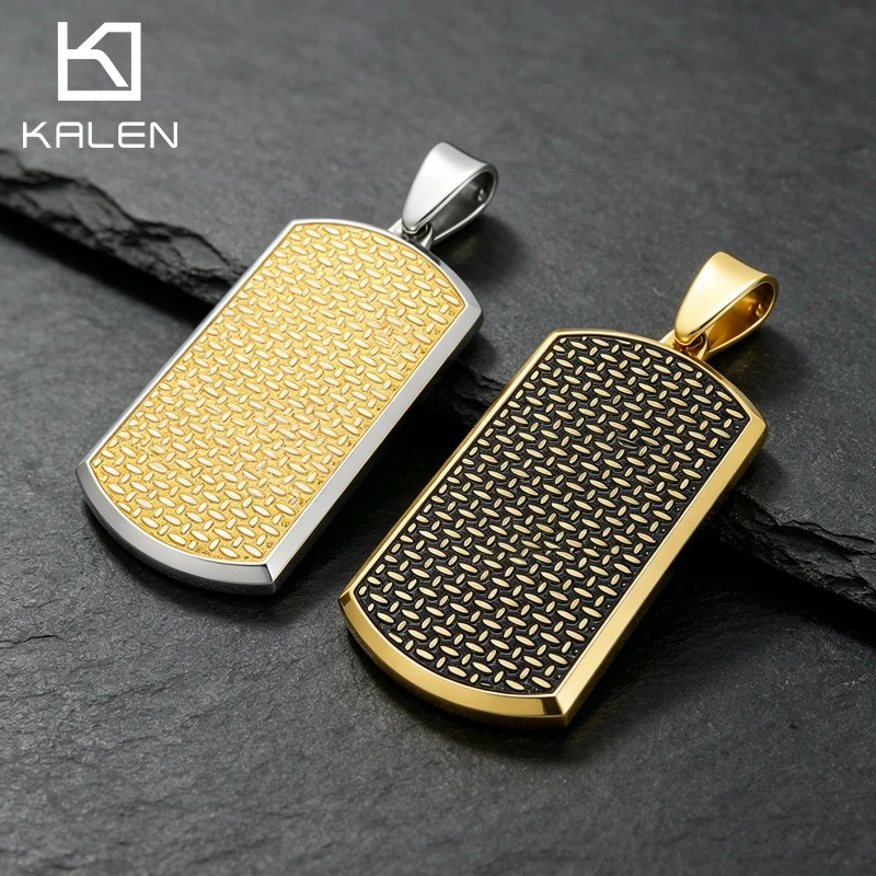 KALEN Trendy Men's Patterned Nameplate Stainless Steel Pendant Necklace Sweatshirt Accessories Fashion Jewelry Boyfriends Gifts