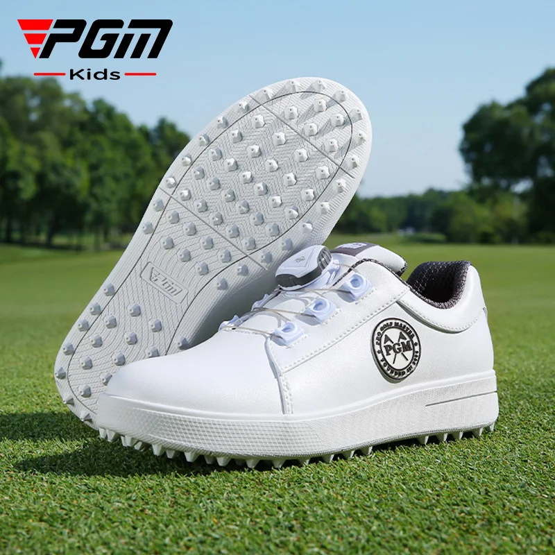 PGM Kids Golf Shoes Boys Girls Sports Autumn Winter Waterproof Anti-skid Wear-resistant Children's Knob Shoelaces Sneakers XZ254