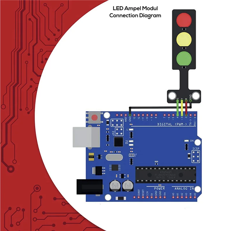 10X وحدة إشارة المرور LED الإبداعية لتقوم بها بنفسك إشارة مرور صغيرة 3.3-5 فولت متوافقة مع Arduino-A74Z