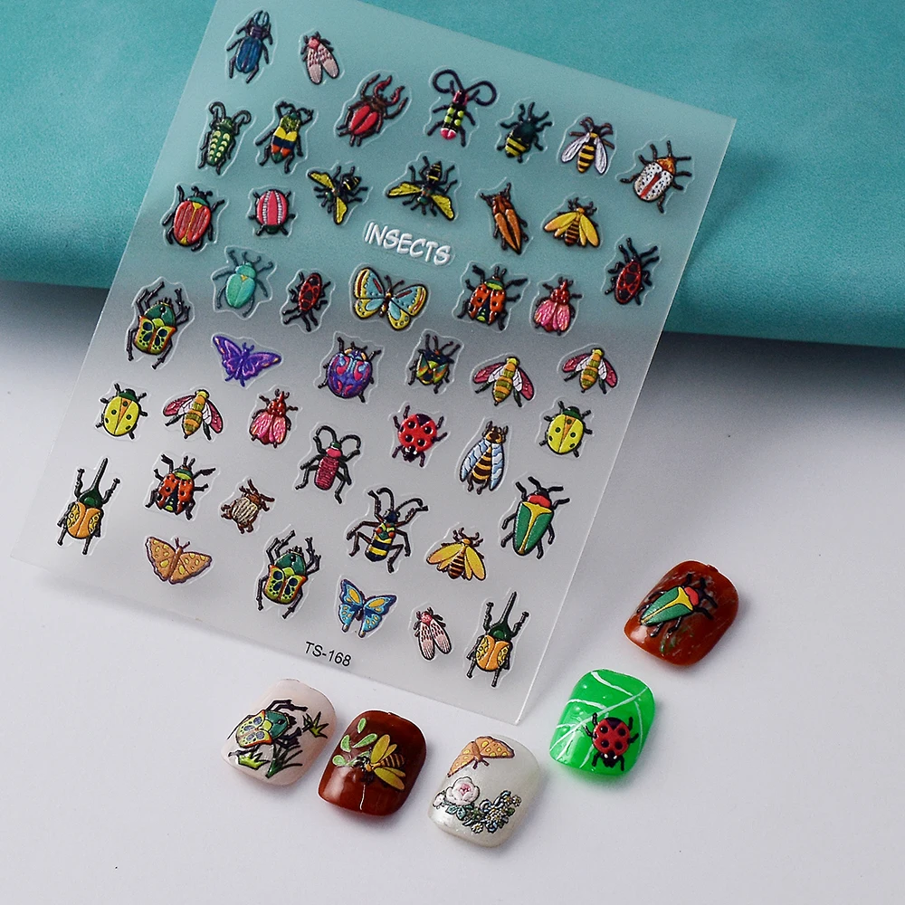 Ladybug Insects 5D Nail Stickers DIY Adhesive Nail Sliders Decals Decoration Tips For Nails