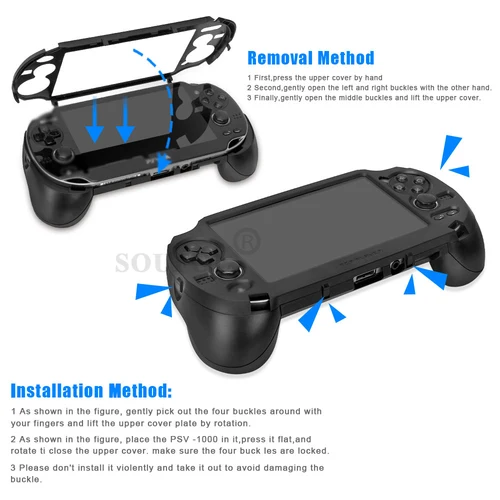 Imagen 2 del producto Negro blanco para PSV1000 PS VITA 1000 juego mango de mano soporte Joypad funda protectora con botón de disparo L2 R2