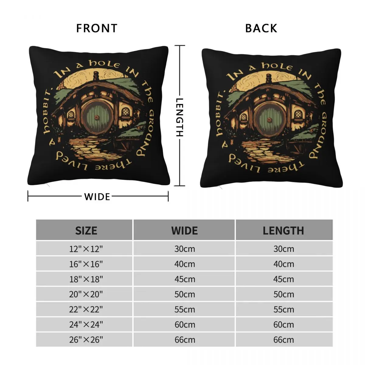 In A Hole In The Ground There Lived A Hobbit Square Pillowcase Pillow Cover Cushion Zip Decorative Throw Pillow for Home Sofa