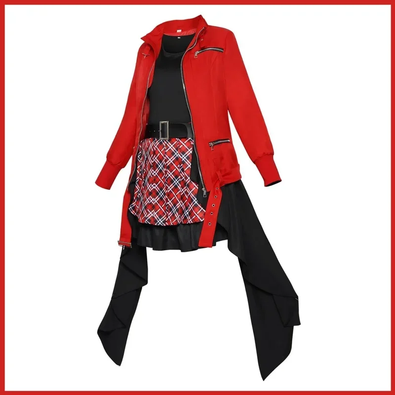 FC6Anime Guilty Crown Yuzuriha Inori Cosplay Costume Red Shorts Coat Skirt Uniform Woman Sexy Kawaii Carnival Halloween Par@FC8！