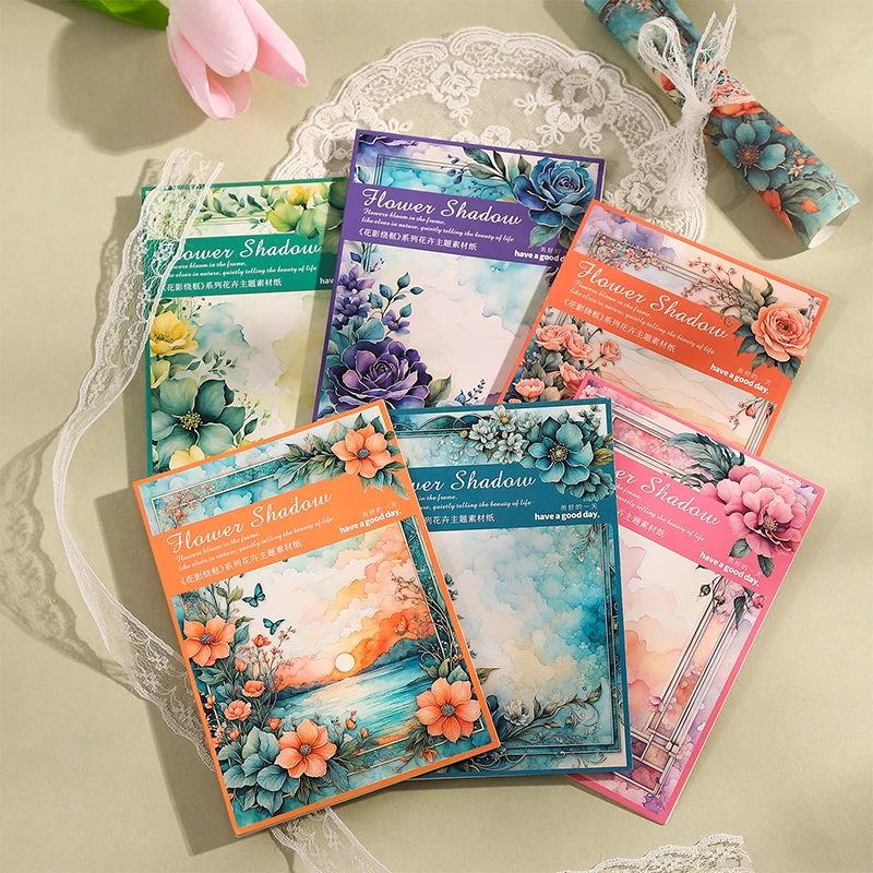 serie flower shadow wrapping frame papel decorativo retro bonito memo pad pacotes por lote 01