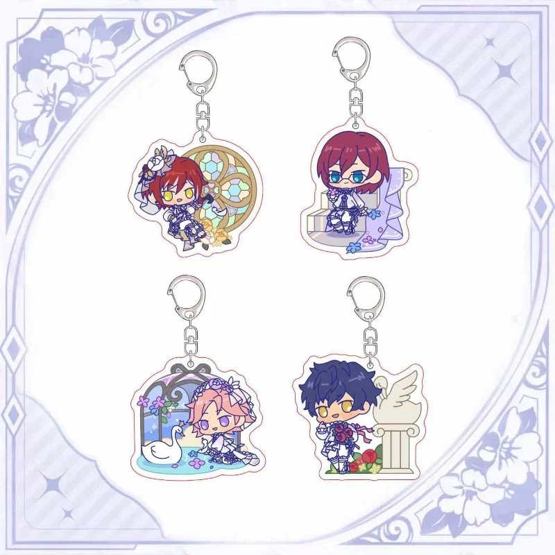 Ensemble Stars Keychain Man Acrylic Stand Key Chain Women Key Holder Cute Couples Keyring Wedding Zinc Alloy Porte Clef Gift