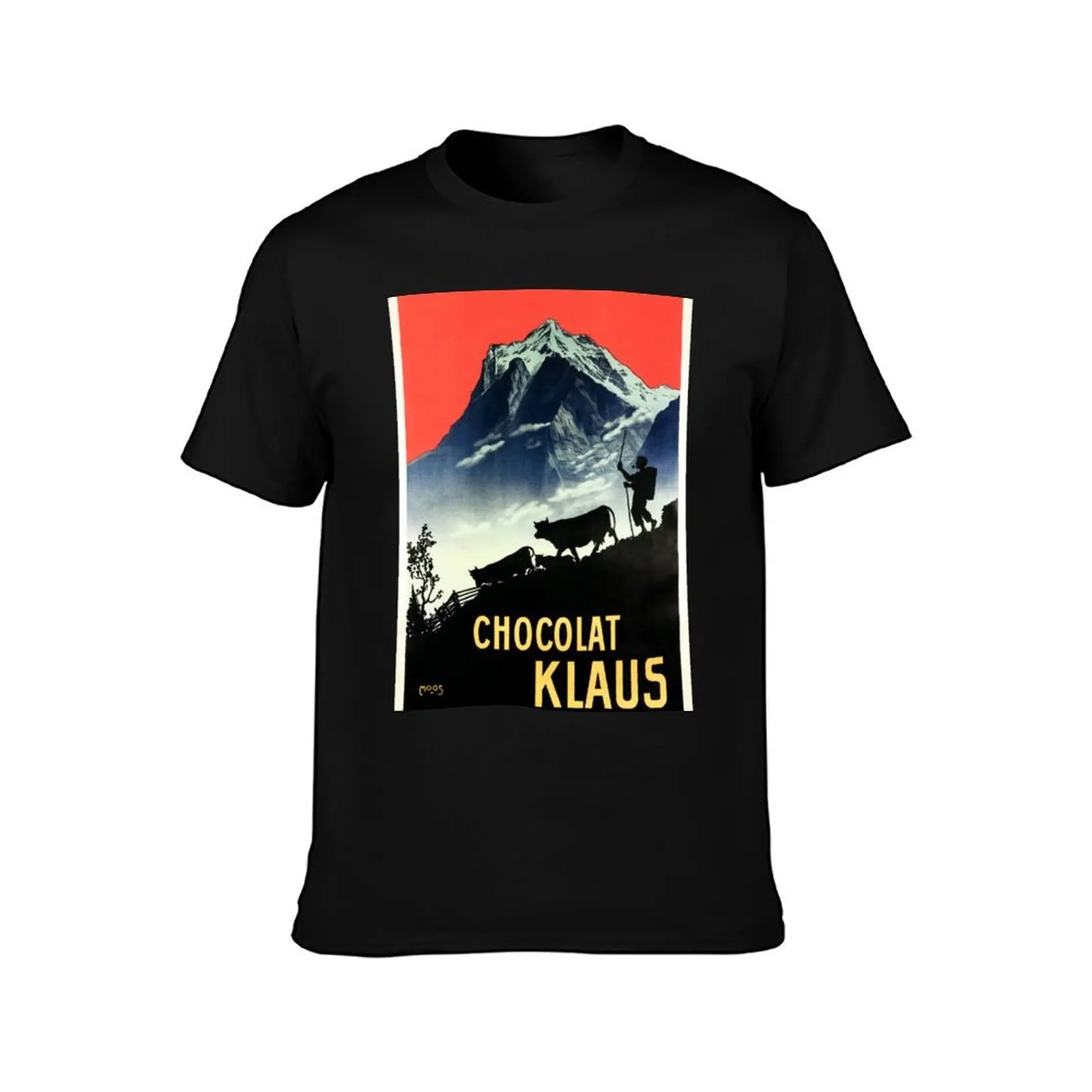 CHOCOLAT KLAUS by Carl Moos Vintage Swiss Chocolate Drink Advertisement T-Shirt Summer Casual Cotton Tee Vintage Graphic Print