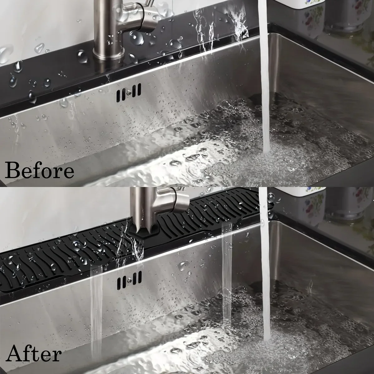 1/2 قطعة-صنبور السيليكون الماسك المياه الحصير ، بالوعة المطبخ منصات التجفيف مقاومة للانسكاب ، المضادة للانزلاق استنزاف و سبلاش الحرس المياه الماسك حصيرة
