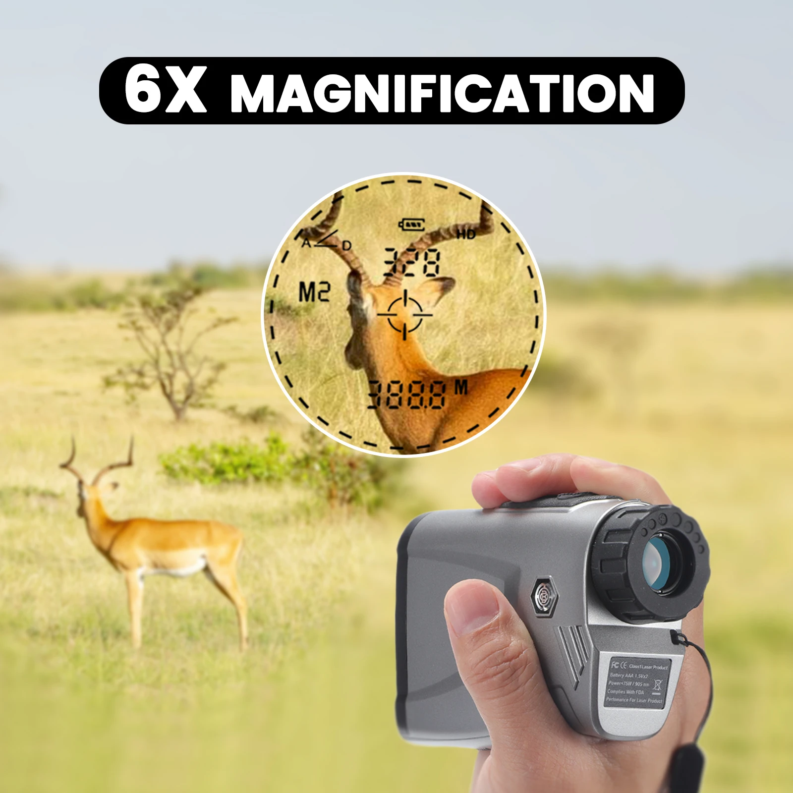 600M Reticle Ballistic Calculator Rangefinder  Height Angle Speed Measurement Hunting Golf Laser Rangefinder