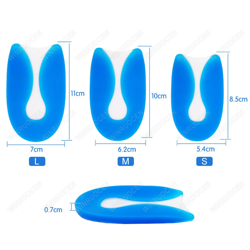 1/2 Pairs للجنسين هلام السيليكون كعب حماة U-شكل التهاب اللفافة الأخمصية كعب حفز الإغاثة امتصاص الصدمات ذاتية اللصق WINRUOCEN