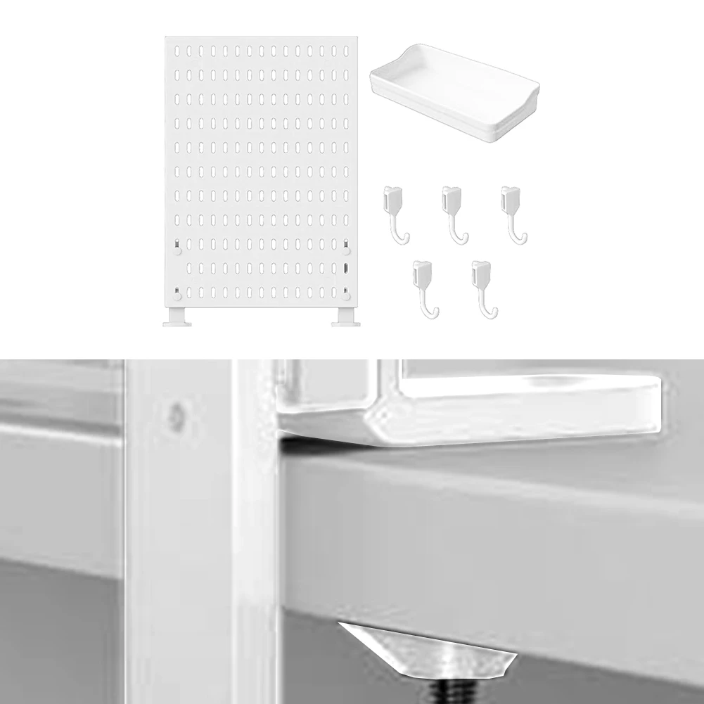 Pegboard Display Stand Kit Space-Saving Display Panel With 5 Hooks 1 Locker 2 Vertical Stands For Desktop Storage Organizer