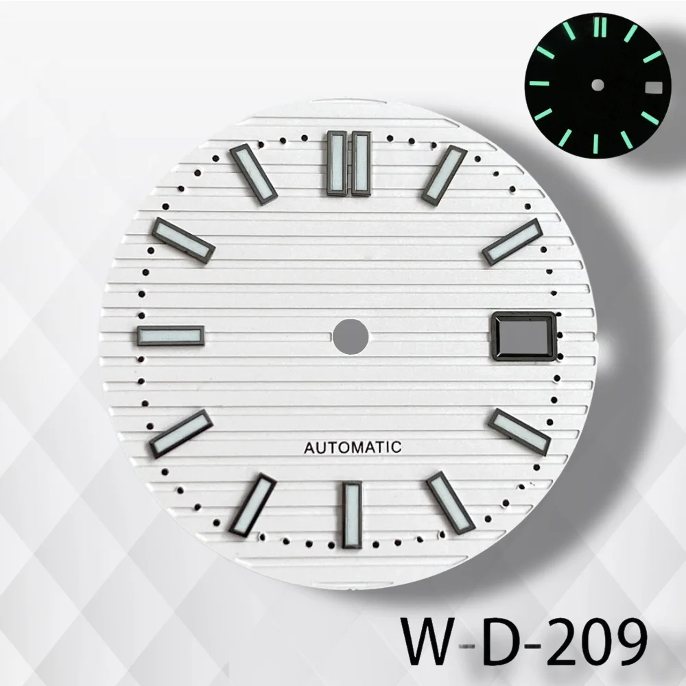 Esfera NH35 luminosa verde con logotipo S de 30,5mm para movimientos NH35 NH36, accesorio de reparación de relojes Nautilus de alta calidad