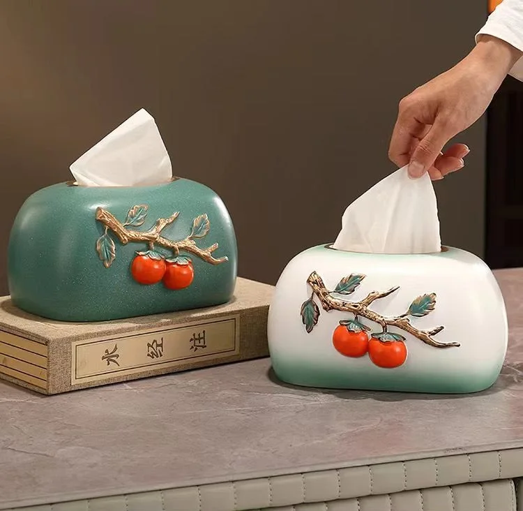 Ceramic Material Paper Drawing Box, Coffee Table, Creative Tissue Box, Napkin Box, Living Room Multifunctional Decorative Crafts