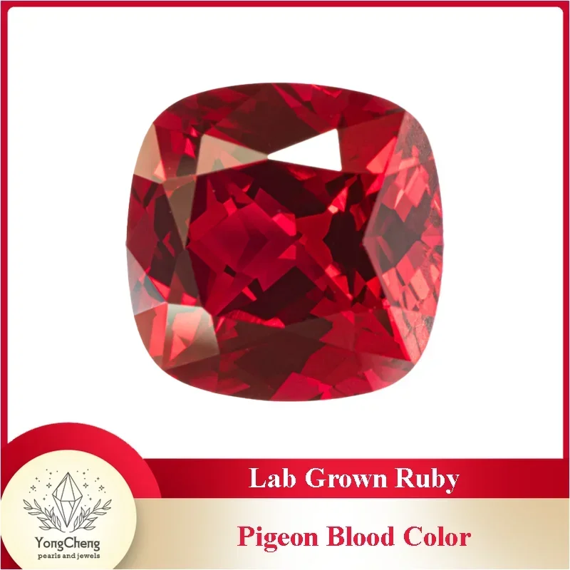 

Lab Grown Ruby Pigeon Blood Square Cushion VVS1 Gemstone Charms Beads Diy Jewelry Making Materials Selectable AGL Certificate