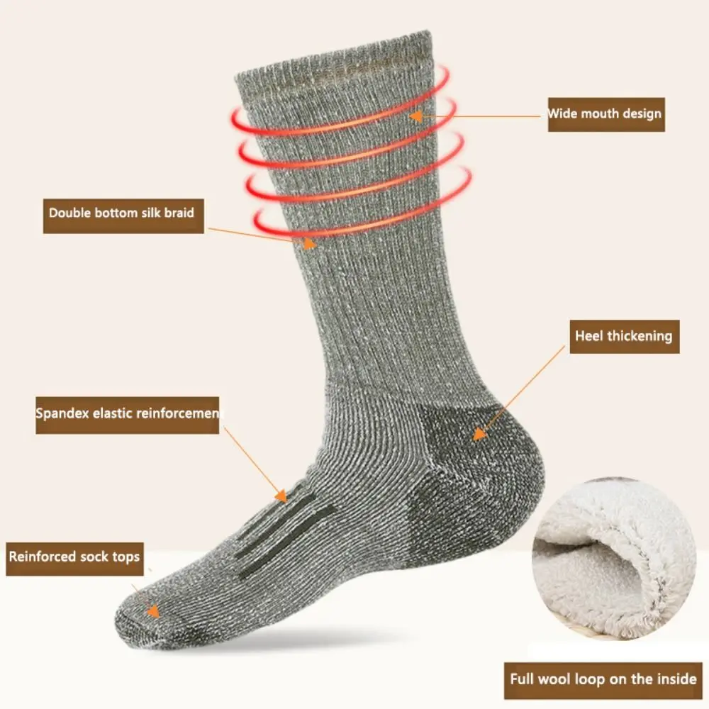 Cozy Breathable Merino Wool Socks Non-slip Moisture Wicking Casual Thermal Stockings Soft Thicken Warm Crew Socks Winter