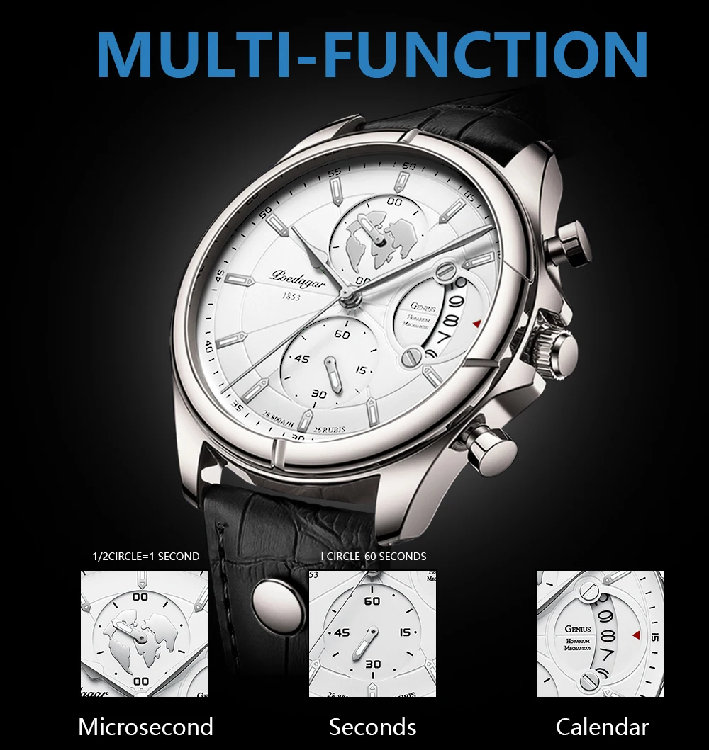 POEDAGAR Luxus Mann Armbanduhr Chronograph Datum Wasserdichte Leder Männer Uhr Casual Quarz herren Uhren Sport Männliche Uhr Reloj – Detail 6