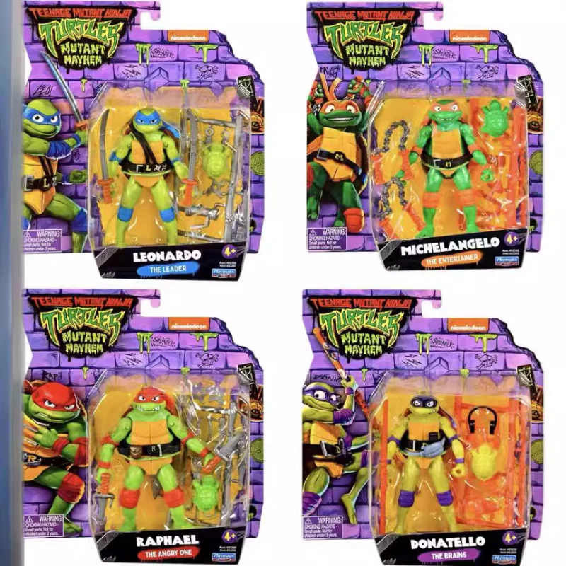 

4pcs Teenage Mutant Ninja Turtles Action Figures Raphael Michelangelo Joint Movable Desk Ornament Collectible Kids Birthday Gift