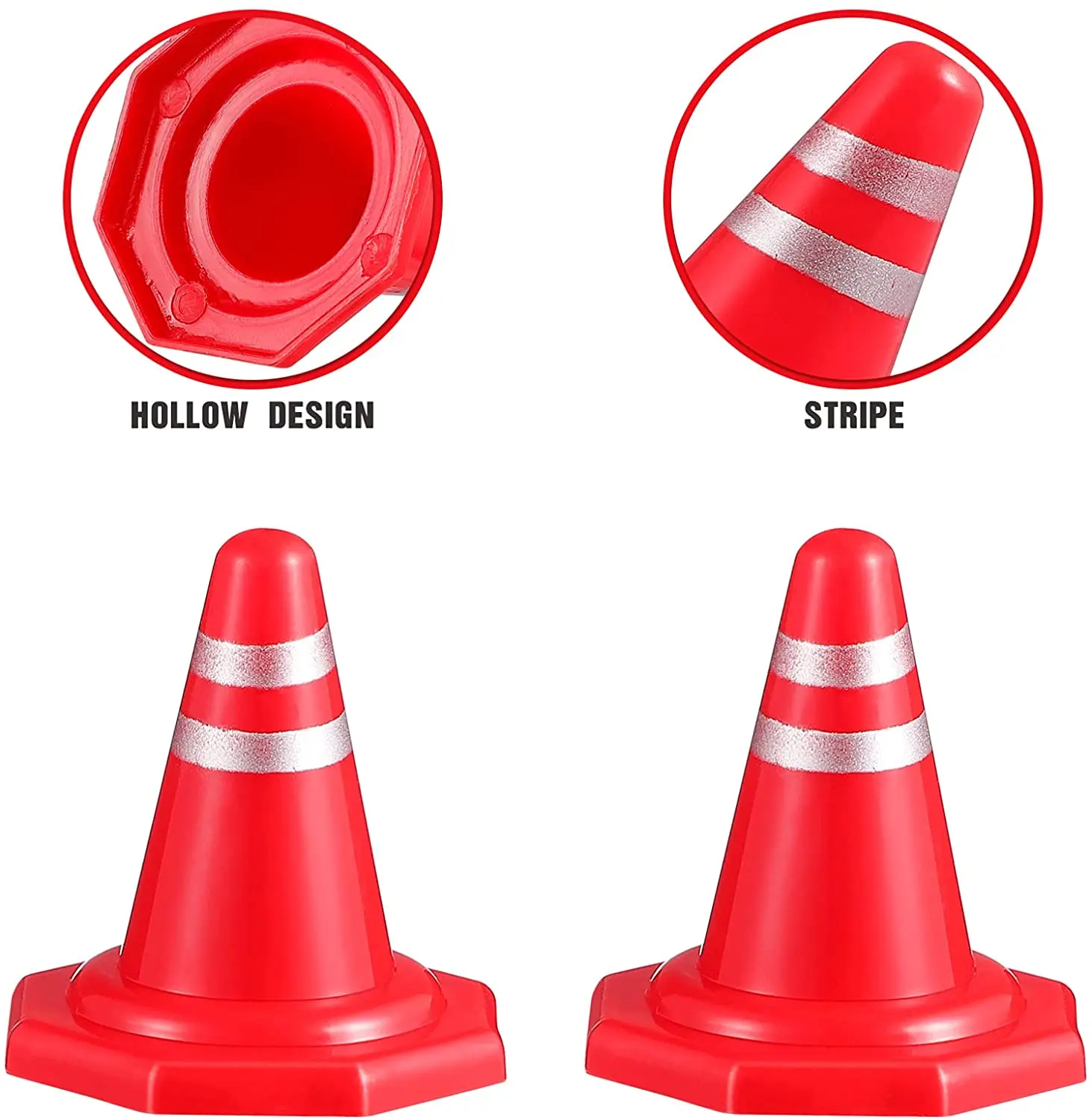 20pcs Mini Traffic Cones Plastic Mini Traffic Roadblock Signs Road Parking Signs For Kids Toddler Toys Baby Shower Party Decor