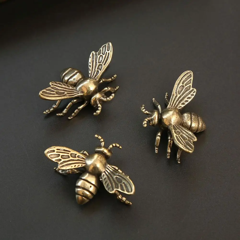 3 قطعة زخرفة النحاس الصغيرة الصلبة النحاس الحشرات الديكورات التماثيل المنزل الصغير على شكل تمثال مكتب زينة لغرفة المعيشة
