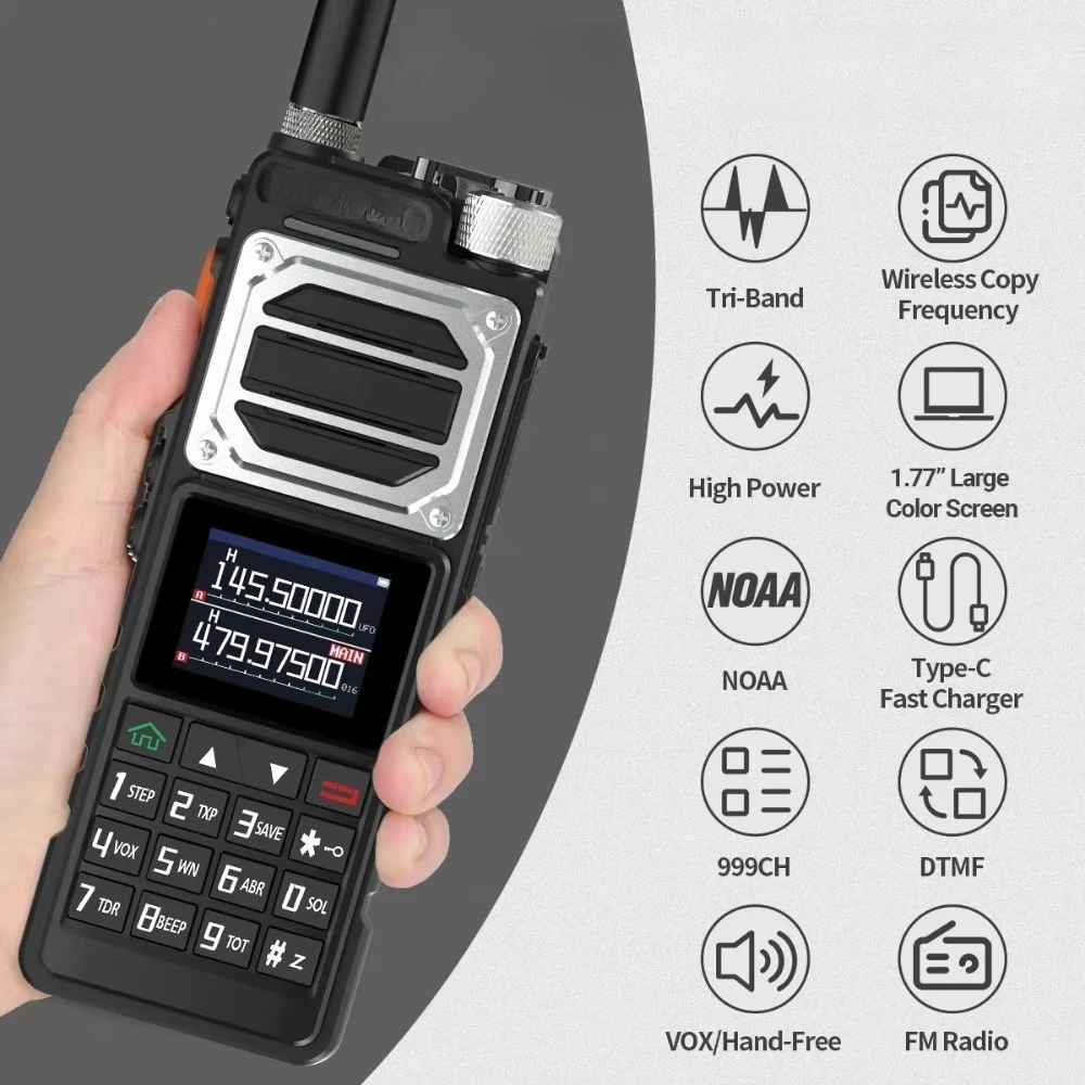 Two Way Radio 999 Channel Baofeng UV-25 10W Walkie Talkie Tri Band Frequency Type-C Charger FM Long Range High Power Ham