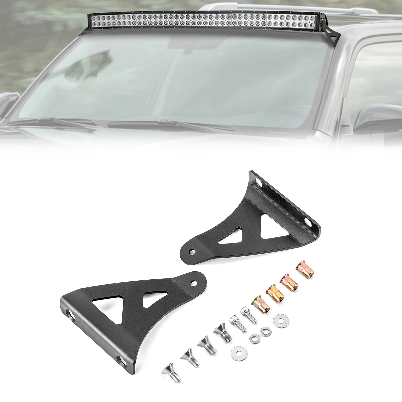 

Upper Windshield Mounting Brackets / Roof LED Light Bar Mount/Bracket for 52" Curved Light Bars for Toyota 4runner 2003-2024