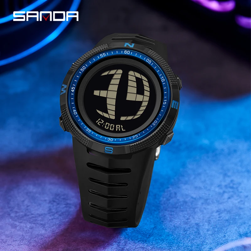 SANDA Top Brand Sports Men's Watches Fashion Countdown 50M Waterproof LED Digital Watch Man Military Wristwatch Electronic reloj