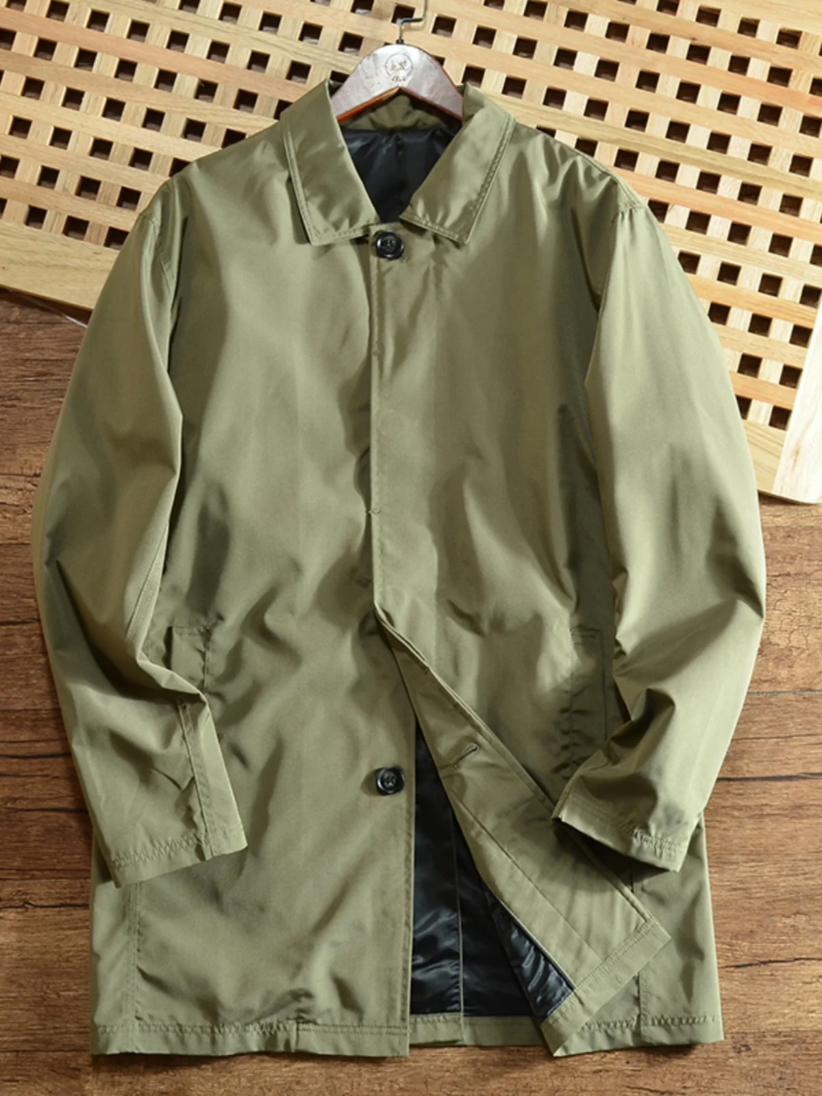 

Waterproof Windproof Spring New Men's Faion Casual Versatile Color Mid-Length Thin Coat Jaet Outerwear Trendy