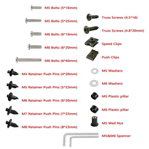 Imagen 2 del producto Kit de tornillos de carenado para carrocería de motocicleta, arandelas de tornillos para BMW, Honda, Yamaha, Suzuki, Kawasaki, Aprilia, Ducati, Triumph, MV, Agusta, M5, M6