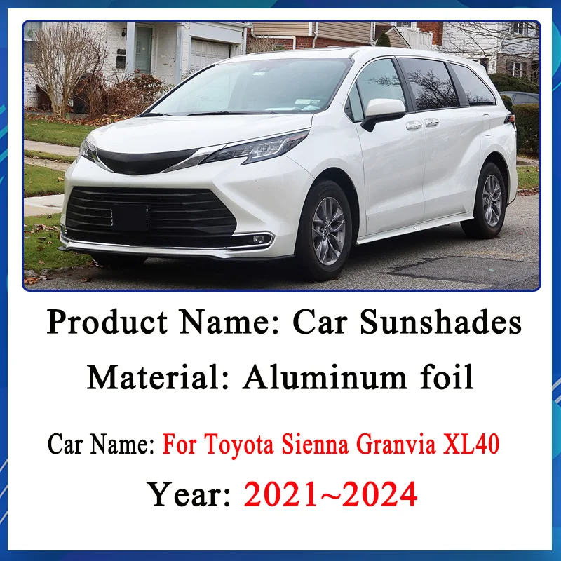 Car Full Coverage Sunshades For Toyota Sienna Granvia XL40 2021-2024 2022 Anti-UV Privacy Blocks Heat insulation Car Accessories - view 2
