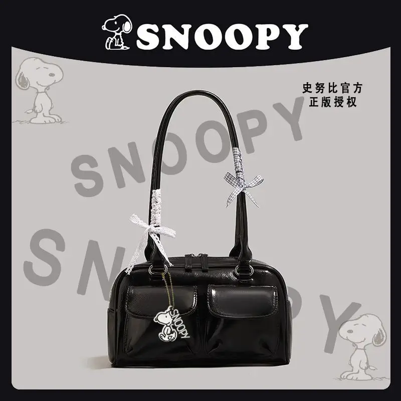 

Snoopy Cartoon Women's Bag Kawaii Bow Pillow Bags New Armpit Large Capacity Korean Bowling Portable Shoulder Bag