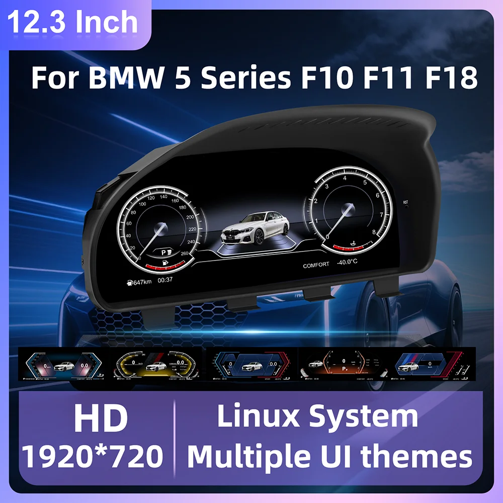 12.3 Inch Digital LCD Instrument Cluster for BMW 5 6 7 Series X3 X4 X5 X6 F01 F07 F10 F15 F16 F18 F25 F26 Car Digital Dashboard Speedometer Full LCD Gauge Cluster Replacement
