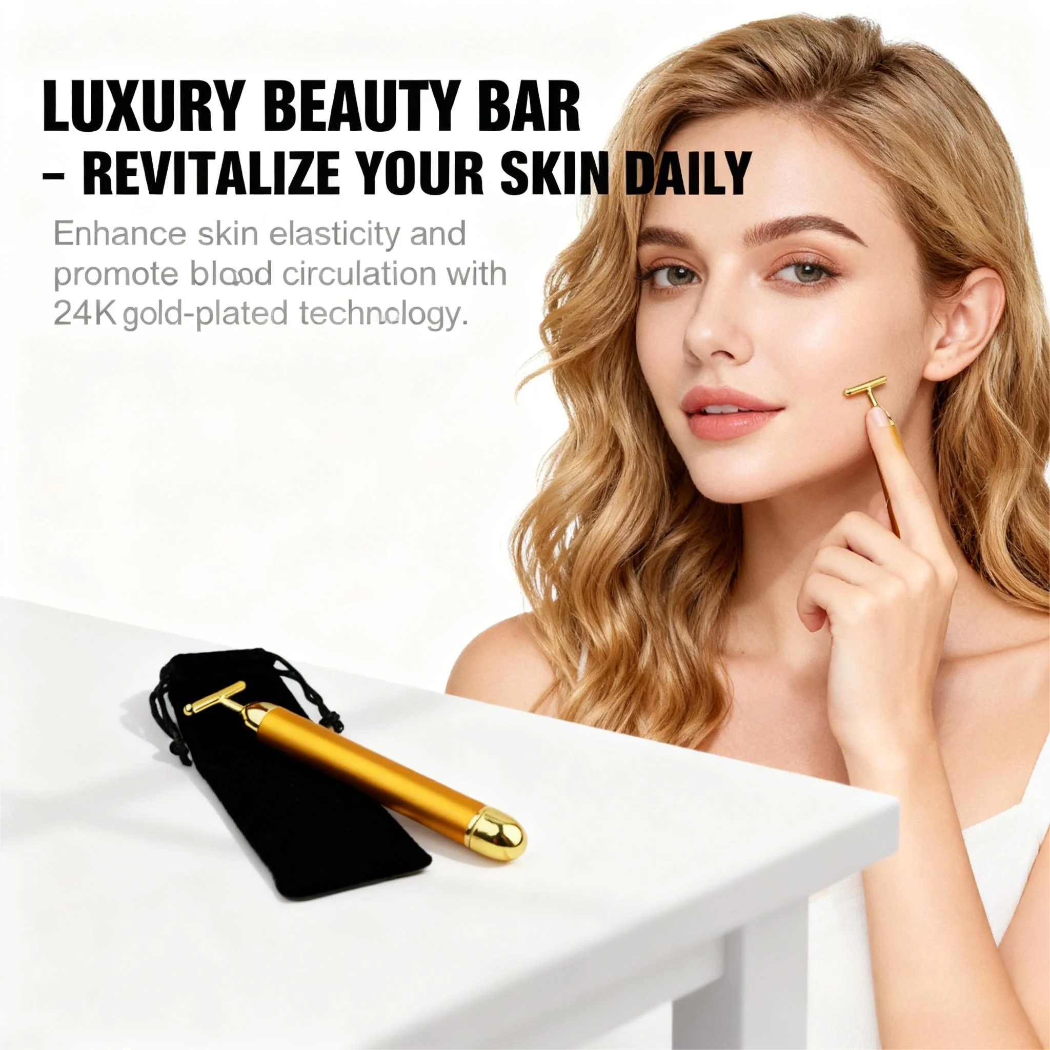 Rouleau de massage du visage en or 24 carats – Appareil de beauté amincissant et liftant pour une énergie vibrante